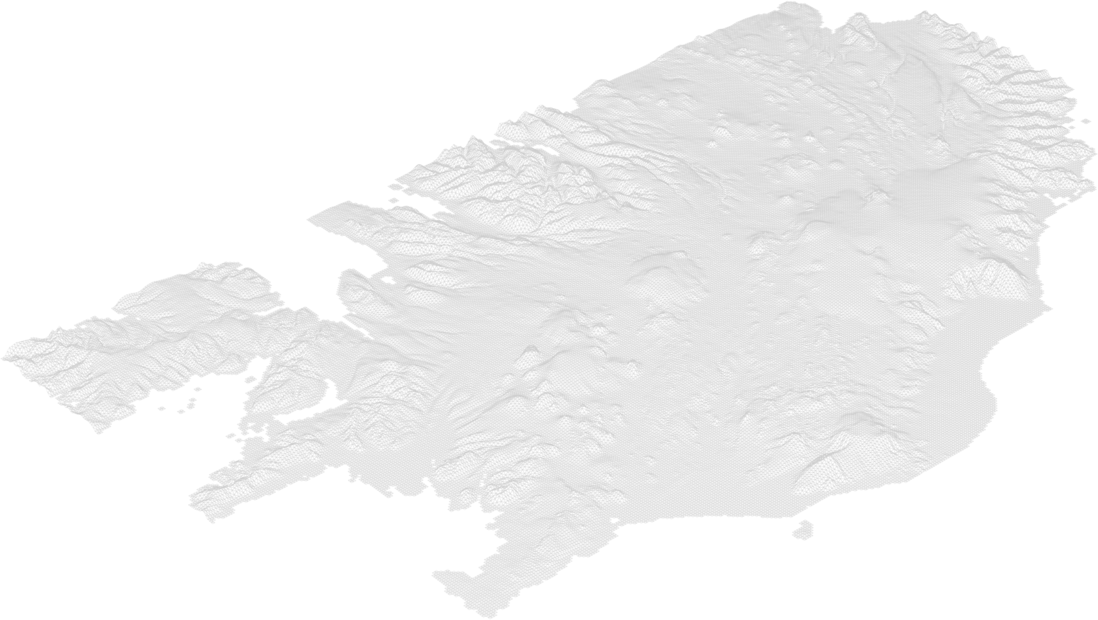 Iceland, elevation scan drawn as a wireframe