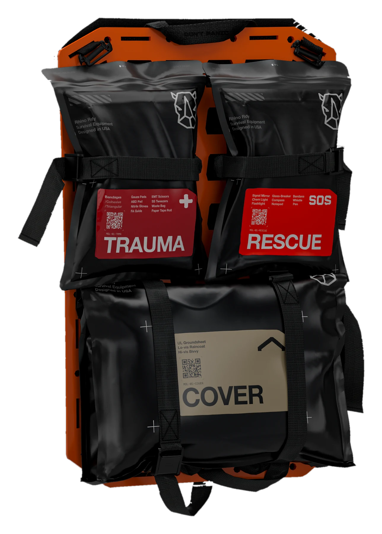 Core-01 with Trauma, Rescue and Cover modules on the rigid panel